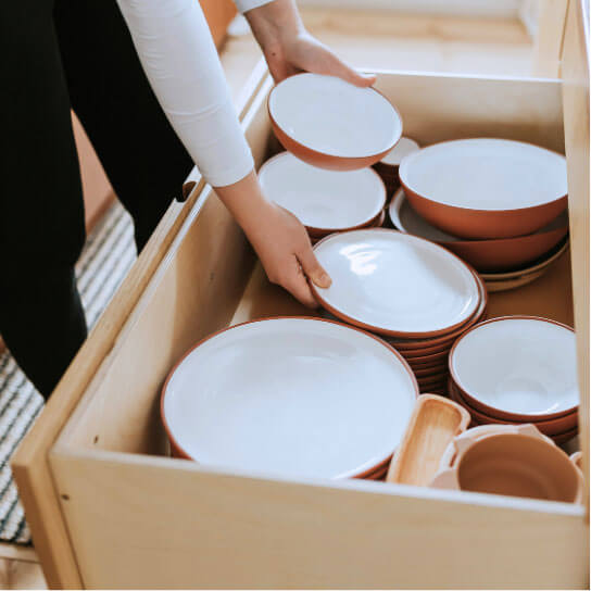 organized drawer full of dishes